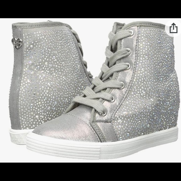 Stuart Weitzman Vance Jewel Hidden Wedge High Top Sneaker (Big kids) - Picture 6 of 11